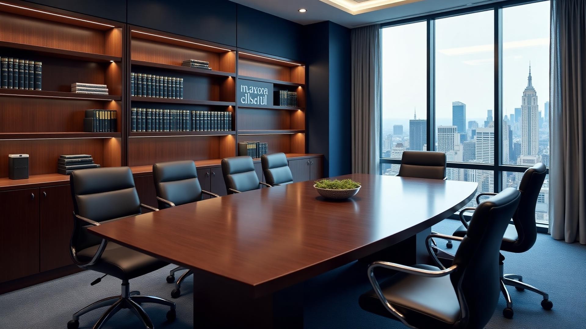Professional office environment with data analytics workstations