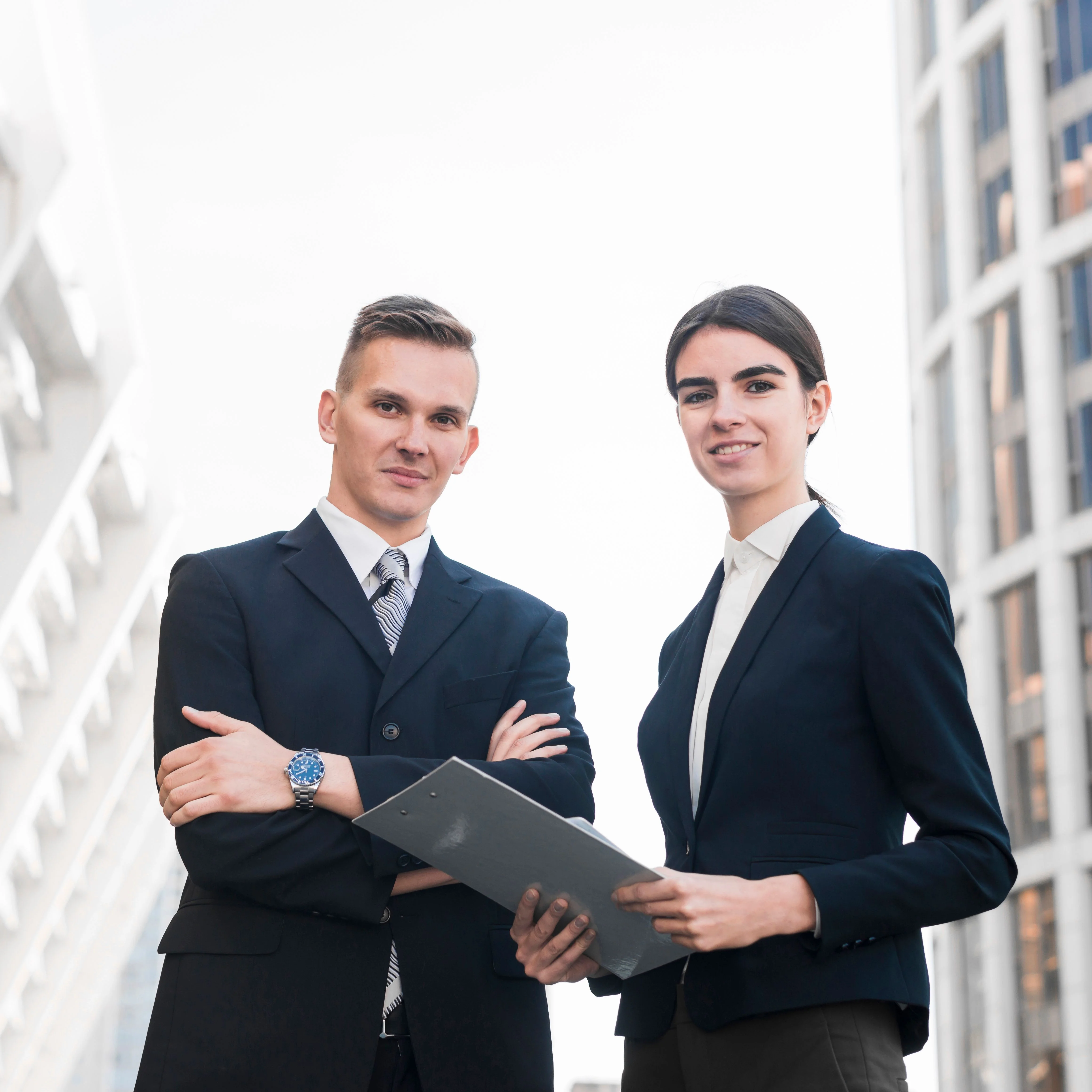 Modern business professionals representing strategic consulting and partnership